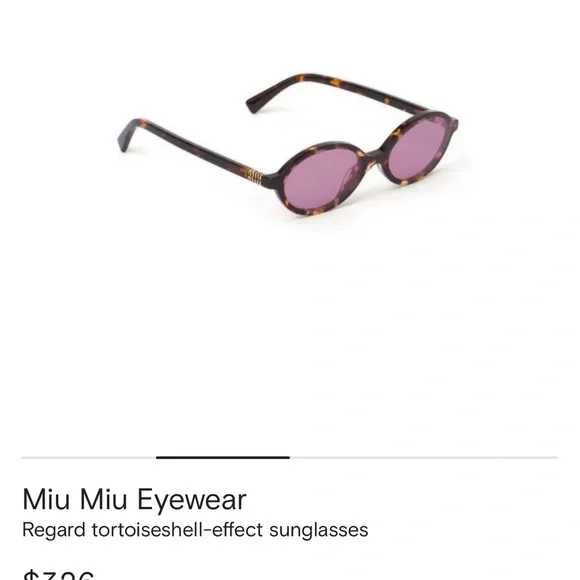 Miu Miu Tortoiseshell Sunglasses with Purple Lenses - Picture 2 of 7
